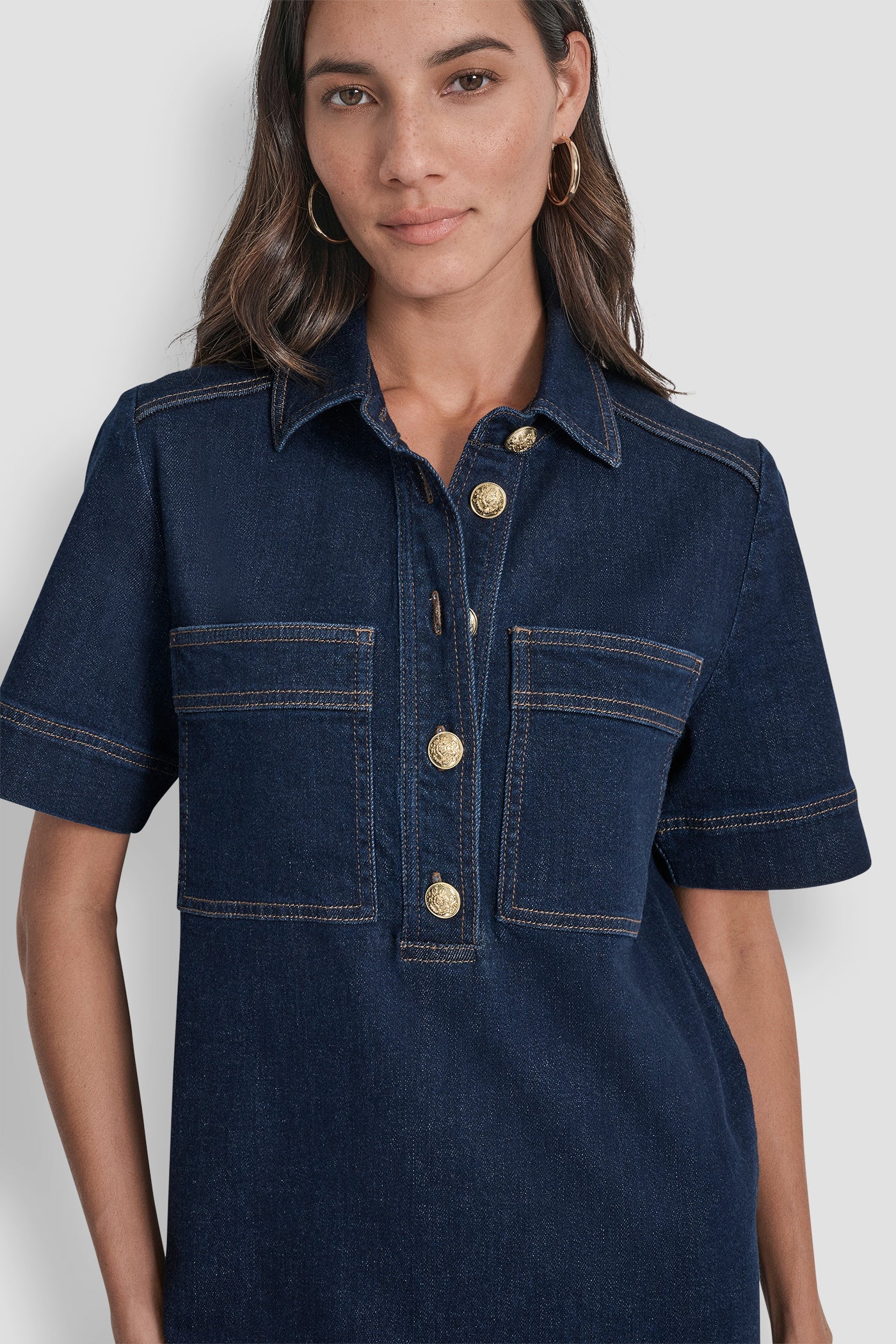 DENIM MINI SHIFT DRESS