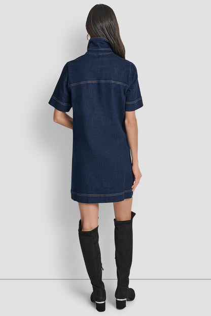 DENIM MINI SHIFT DRESS