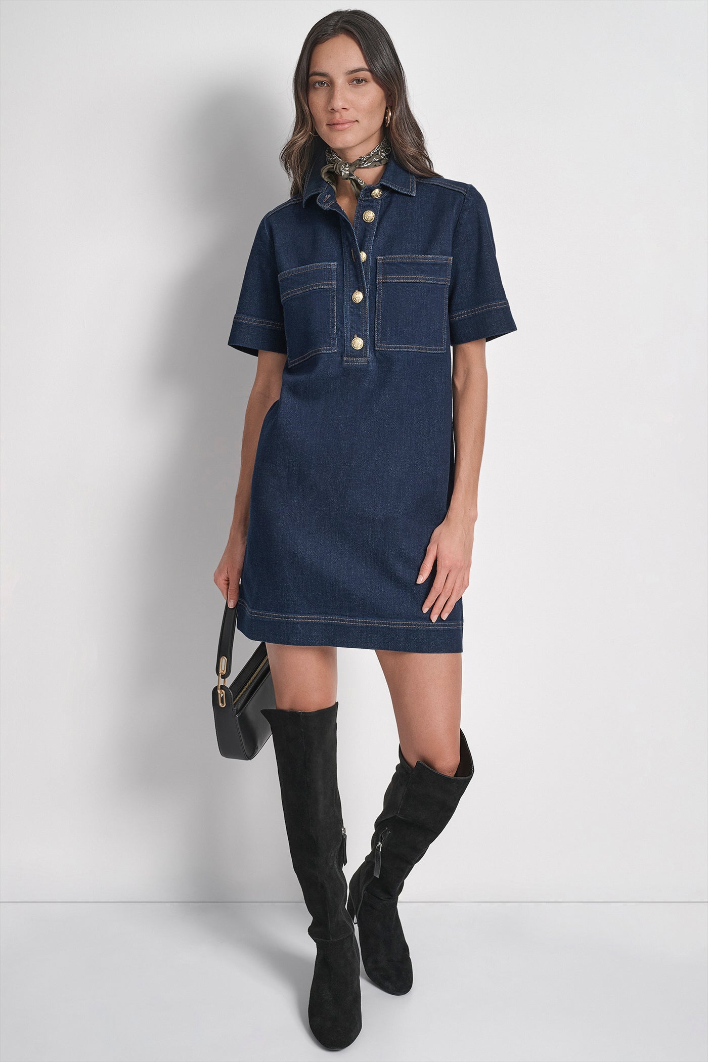 DENIM MINI SHIFT DRESS