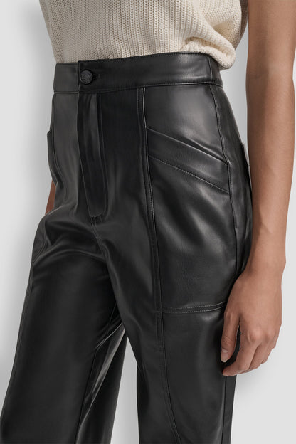 HIGH-RISE FAUX LEATHER STRAIGHT-LEG PANT
