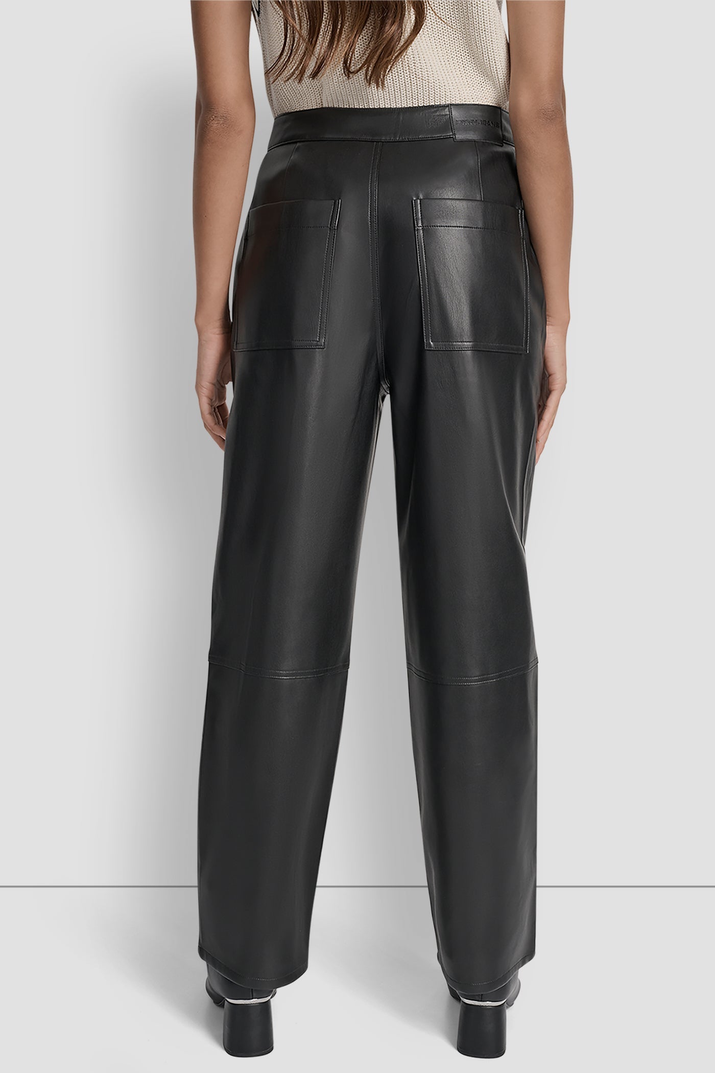 HIGH-RISE FAUX LEATHER STRAIGHT-LEG PANT