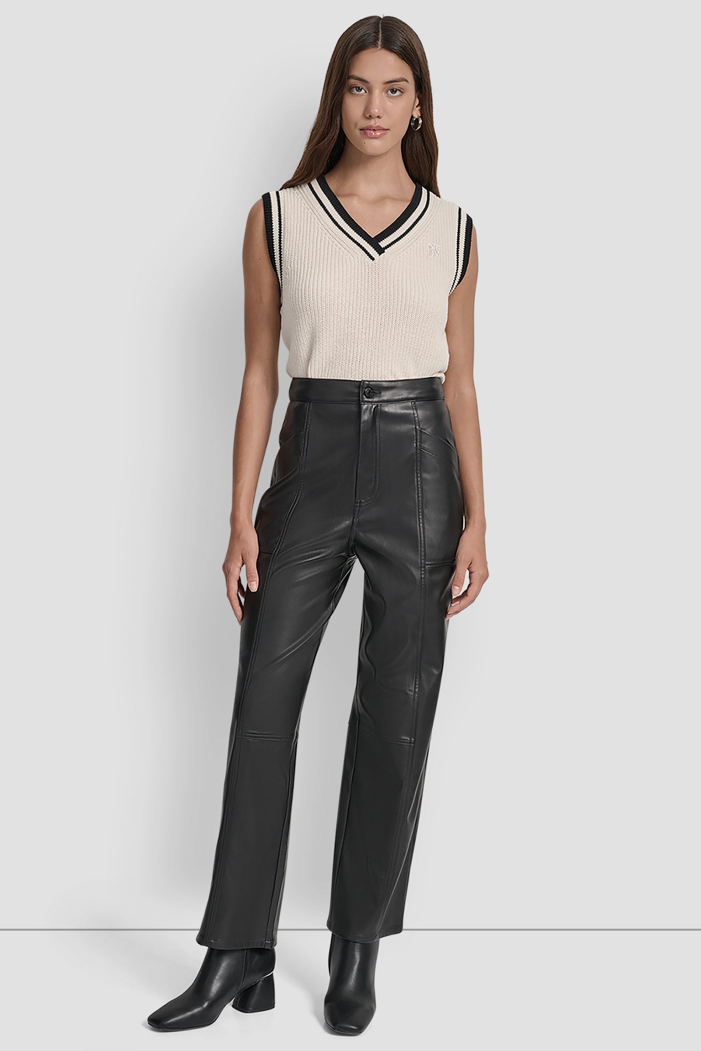 HIGH-RISE FAUX LEATHER STRAIGHT-LEG PANT