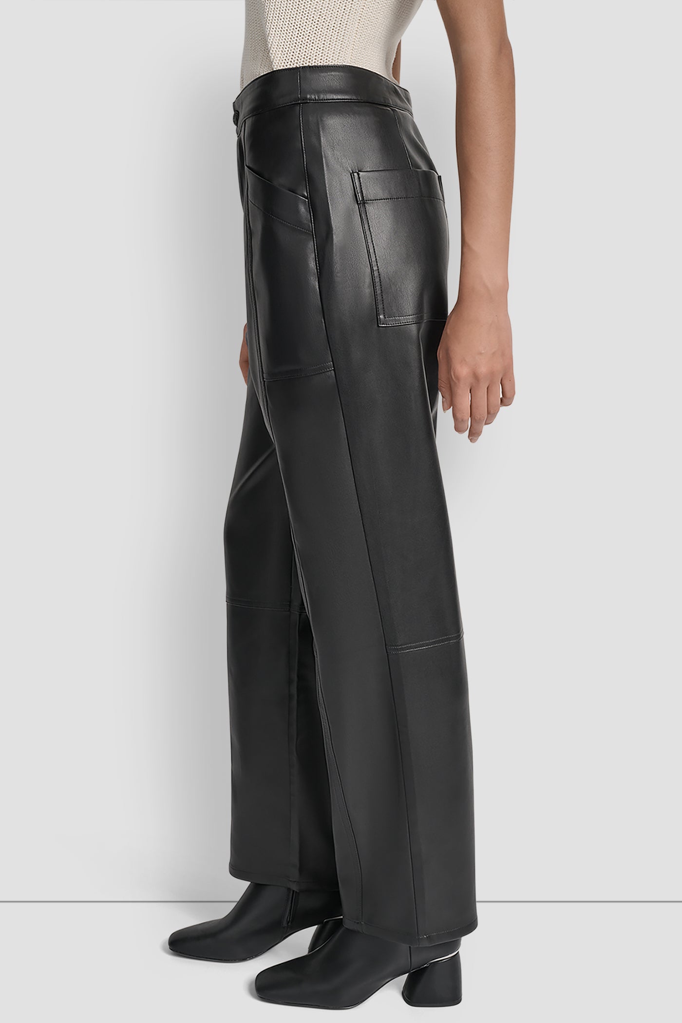HIGH-RISE FAUX LEATHER STRAIGHT-LEG PANT