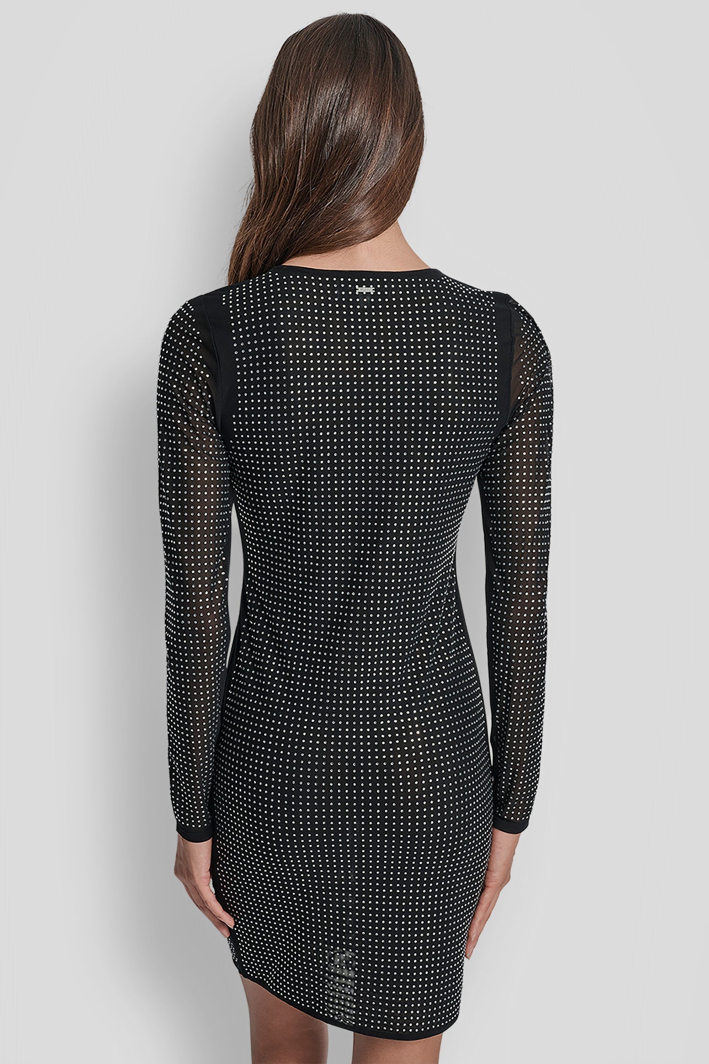 DOME STUDS MESH LONG SLEEVE DRESS