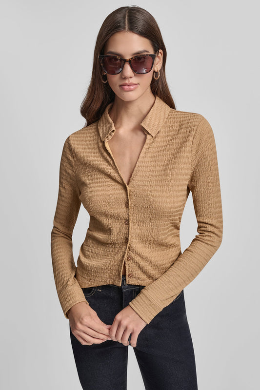 RIPPLE LACE VNECK SHIRT