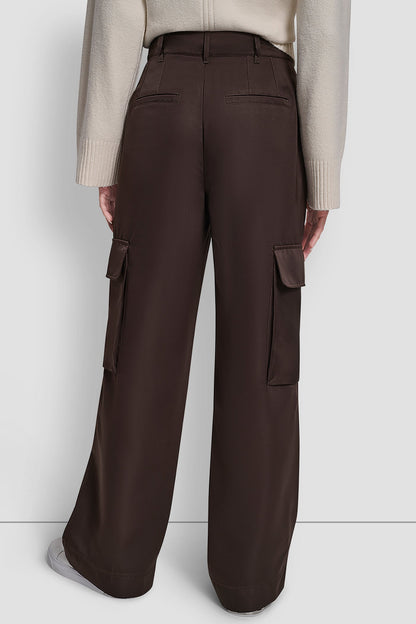 HIGH-RISE SATIN WIDE-LEG CARGO PANT