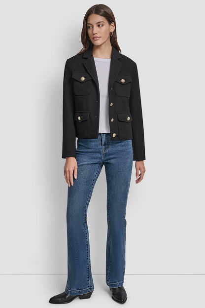 CROPPED FAUX WOOL JACKET