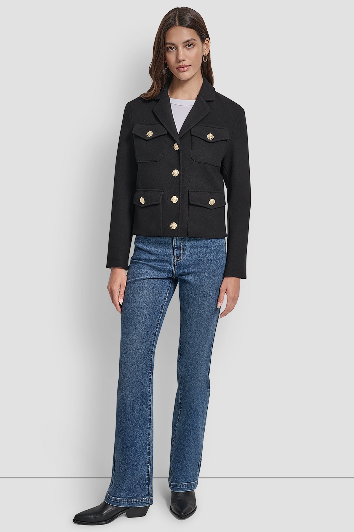 CROPPED FAUX WOOL JACKET