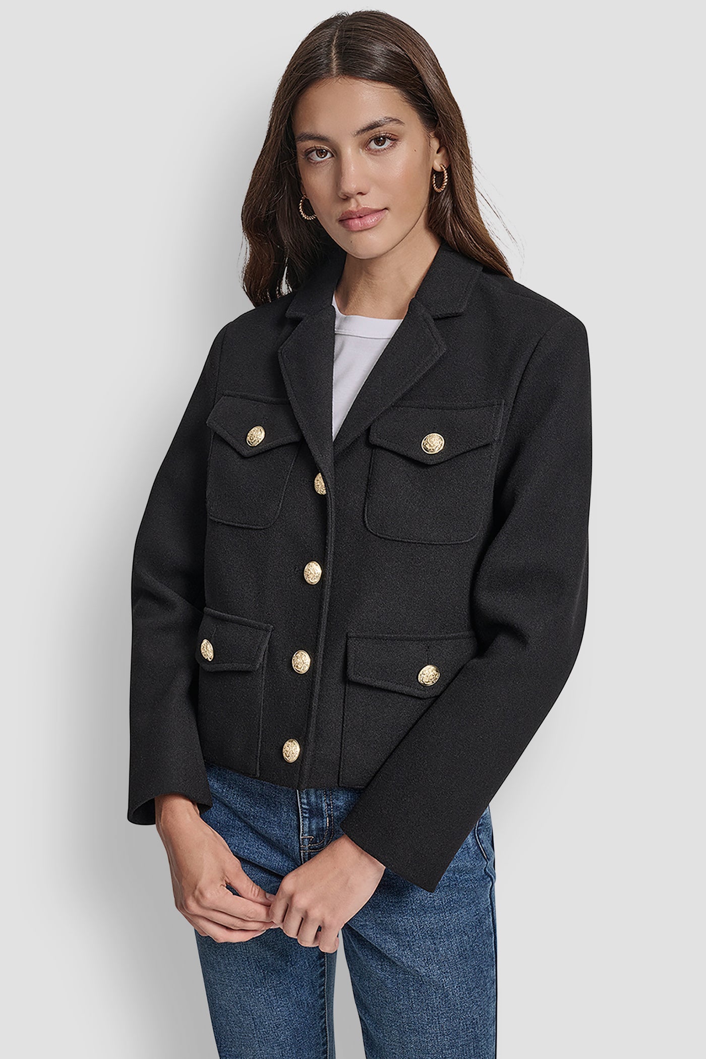CROPPED FAUX WOOL JACKET