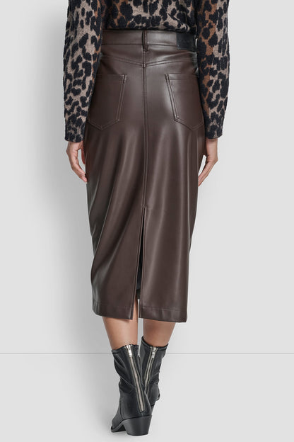 FAUX LEATHER MIDI COLUMN SKIRT