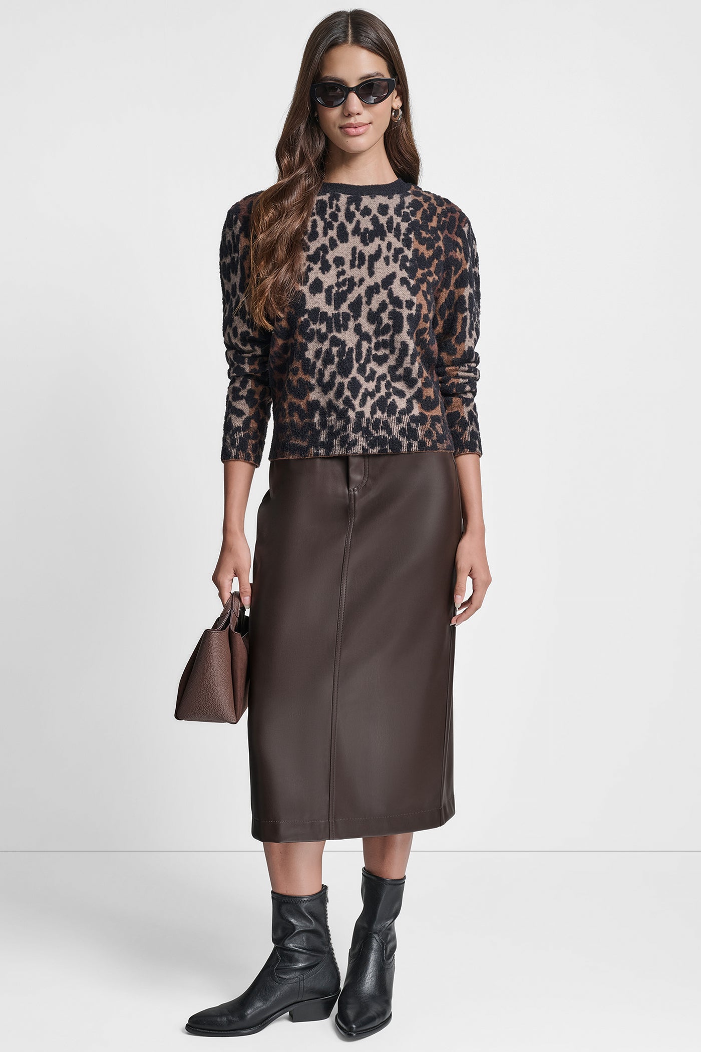 FAUX LEATHER MIDI COLUMN SKIRT