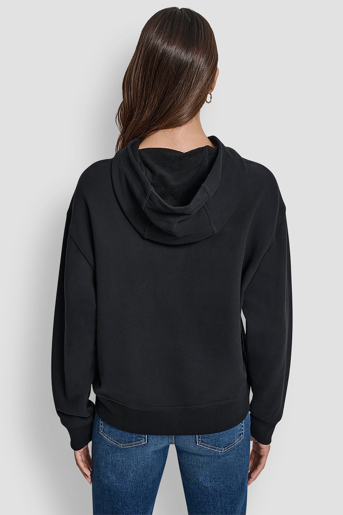 DKNY JEANS SATIN APPLIQUE CHAINSTITCH LOGO SWEATSHIRT