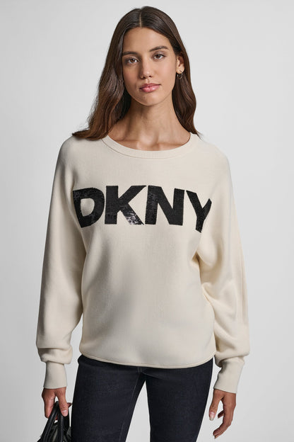 SEQUIN LOGO SWEATER