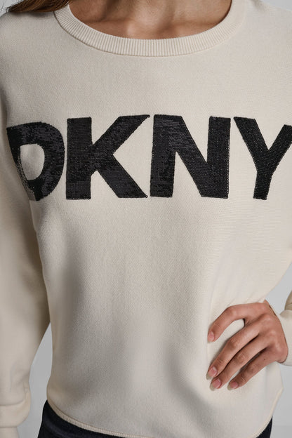 SEQUIN LOGO SWEATER