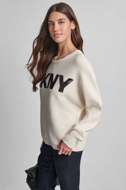SEQUIN LOGO SWEATER