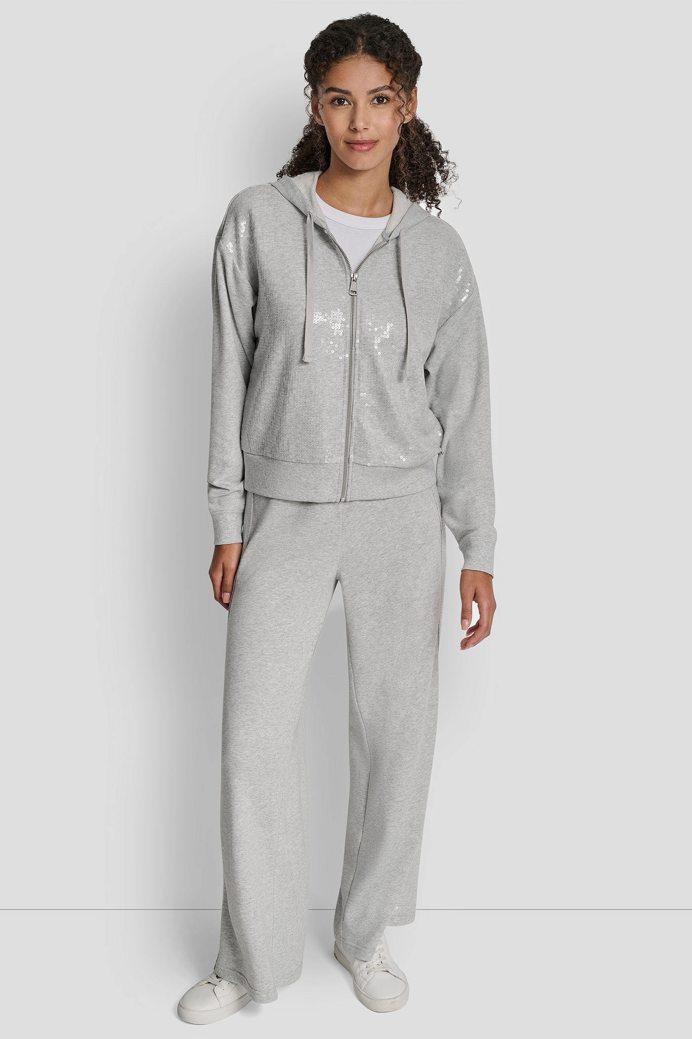 SEQUIN ZIP FRONT HOODIE