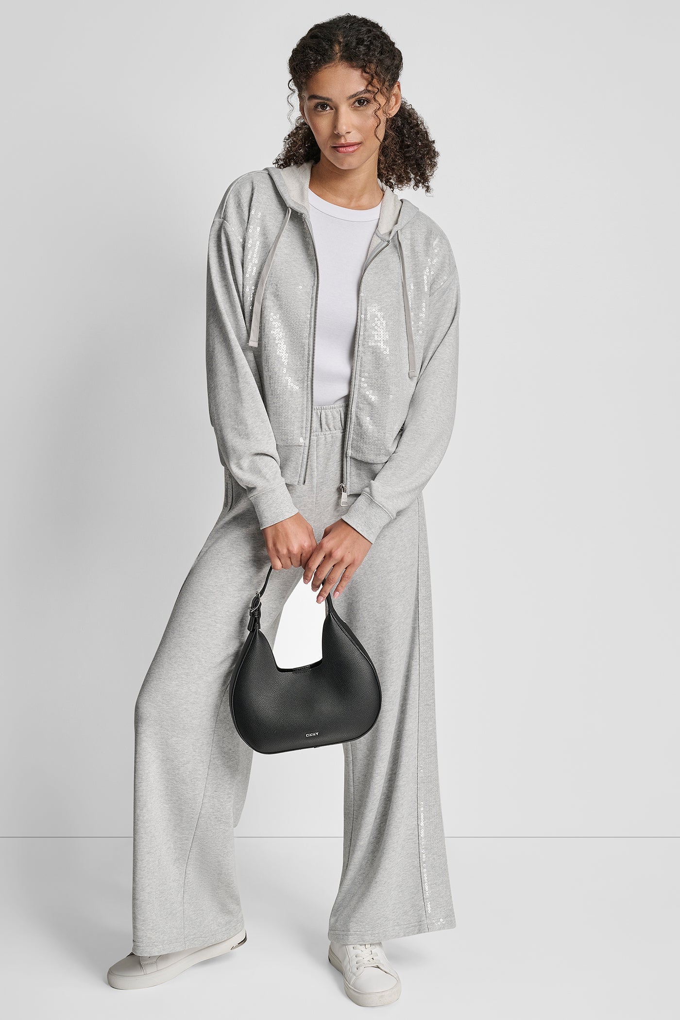 SEQUIN ZIP FRONT HOODIE