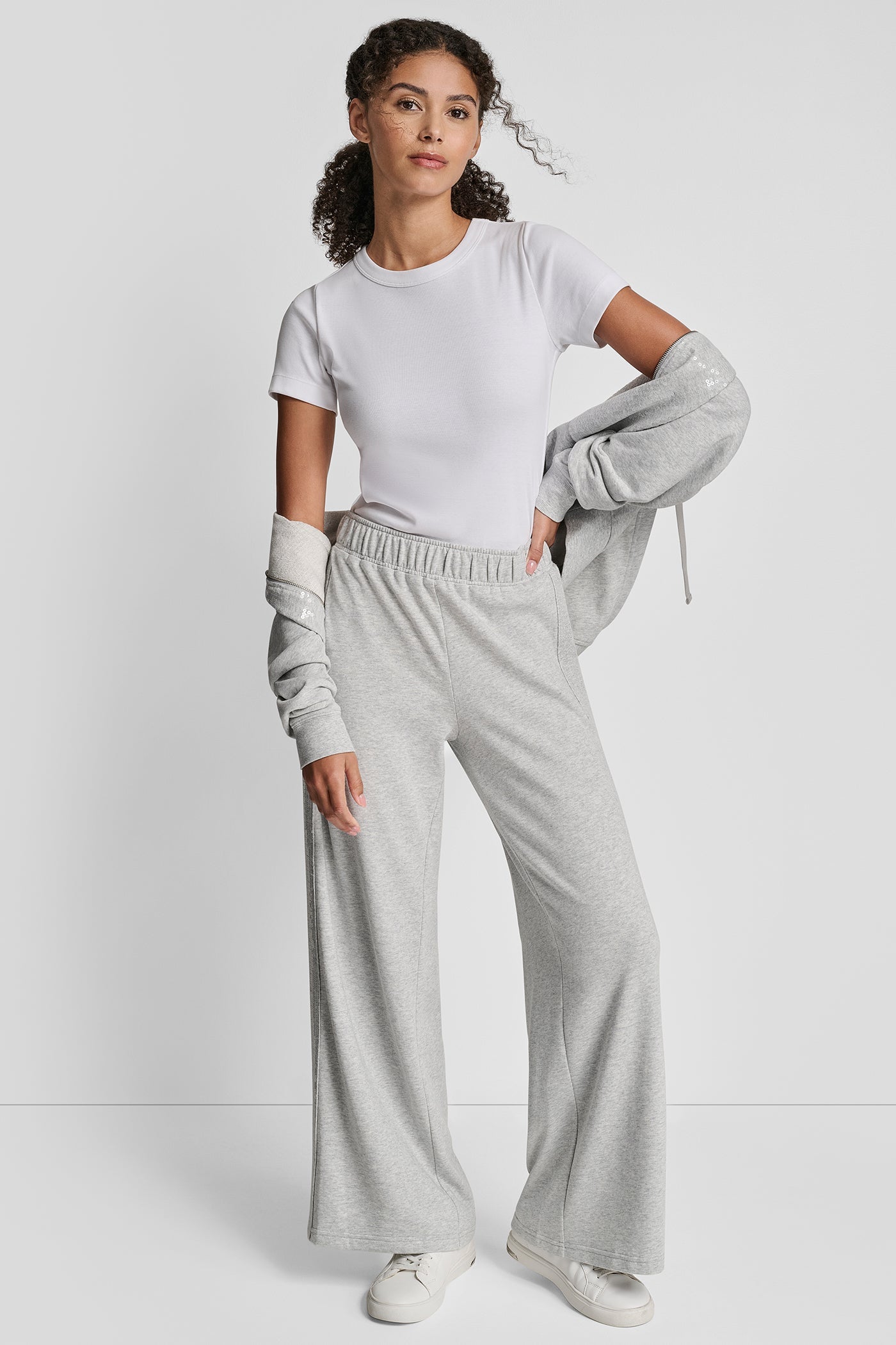 SEQUIN STRIPE WIDE LEG PANT