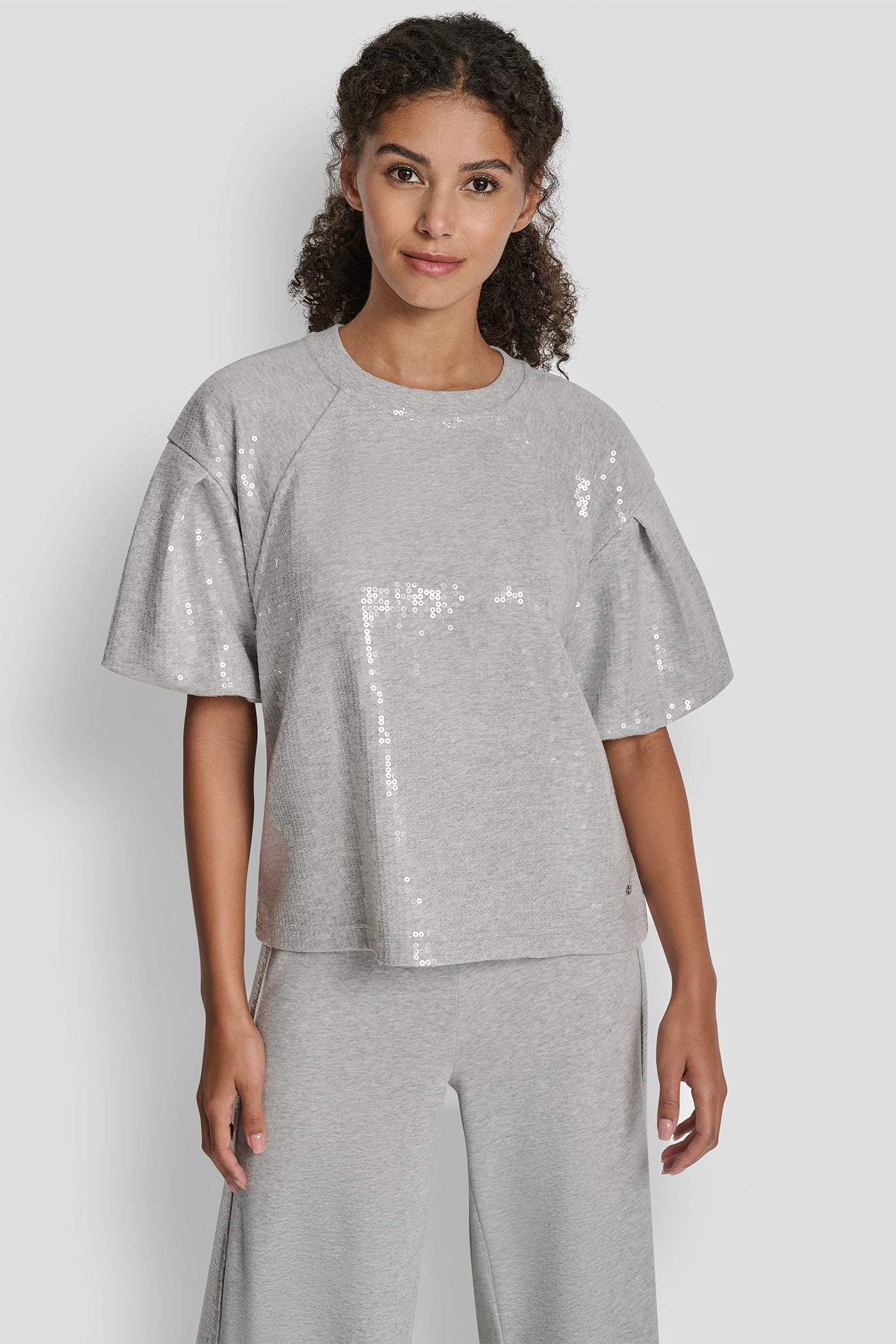 SEQUIN PUFF SLEEVE SWEATER