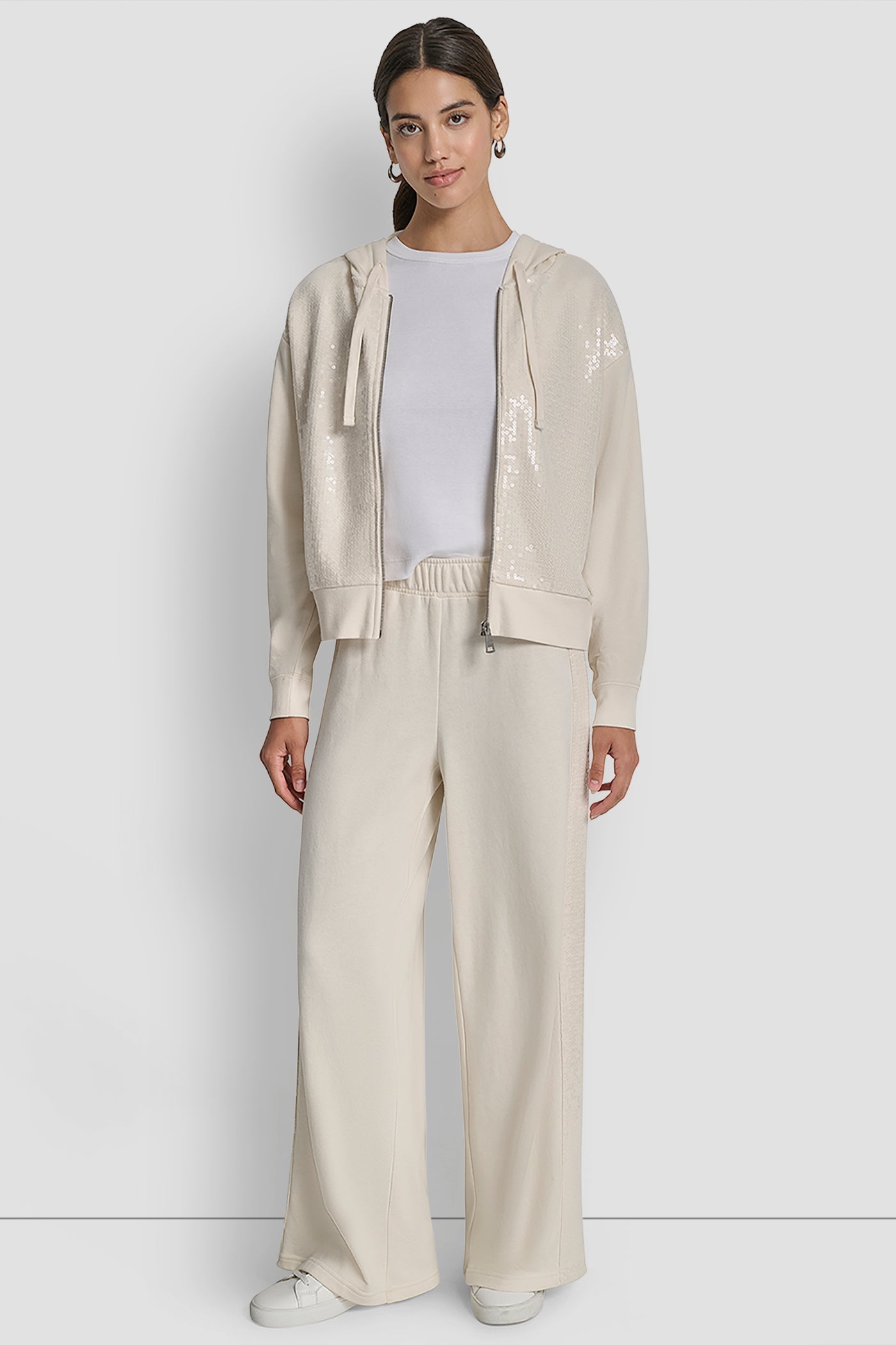 SEQUIN STRIPE WIDE LEG PANT