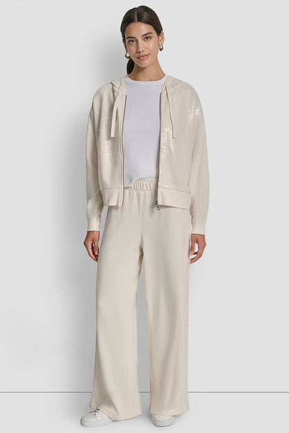 SEQUIN STRIPE WIDE LEG PANT