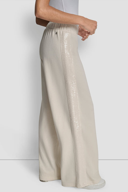 SEQUIN STRIPE WIDE LEG PANT