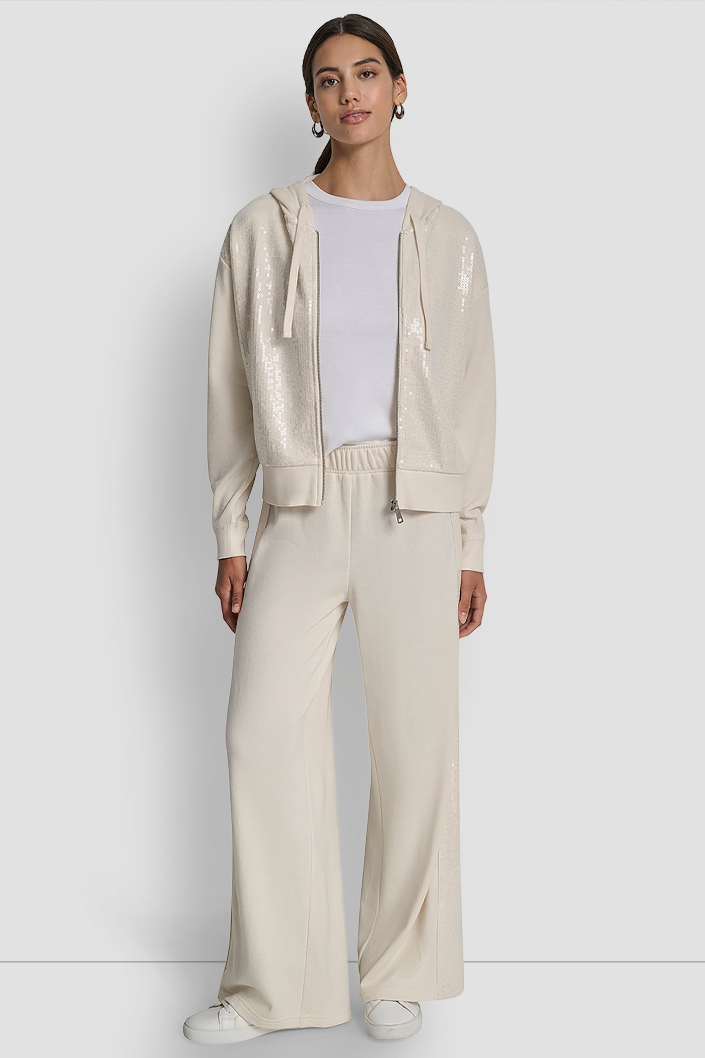 SEQUIN ZIP FRONT HOODIE