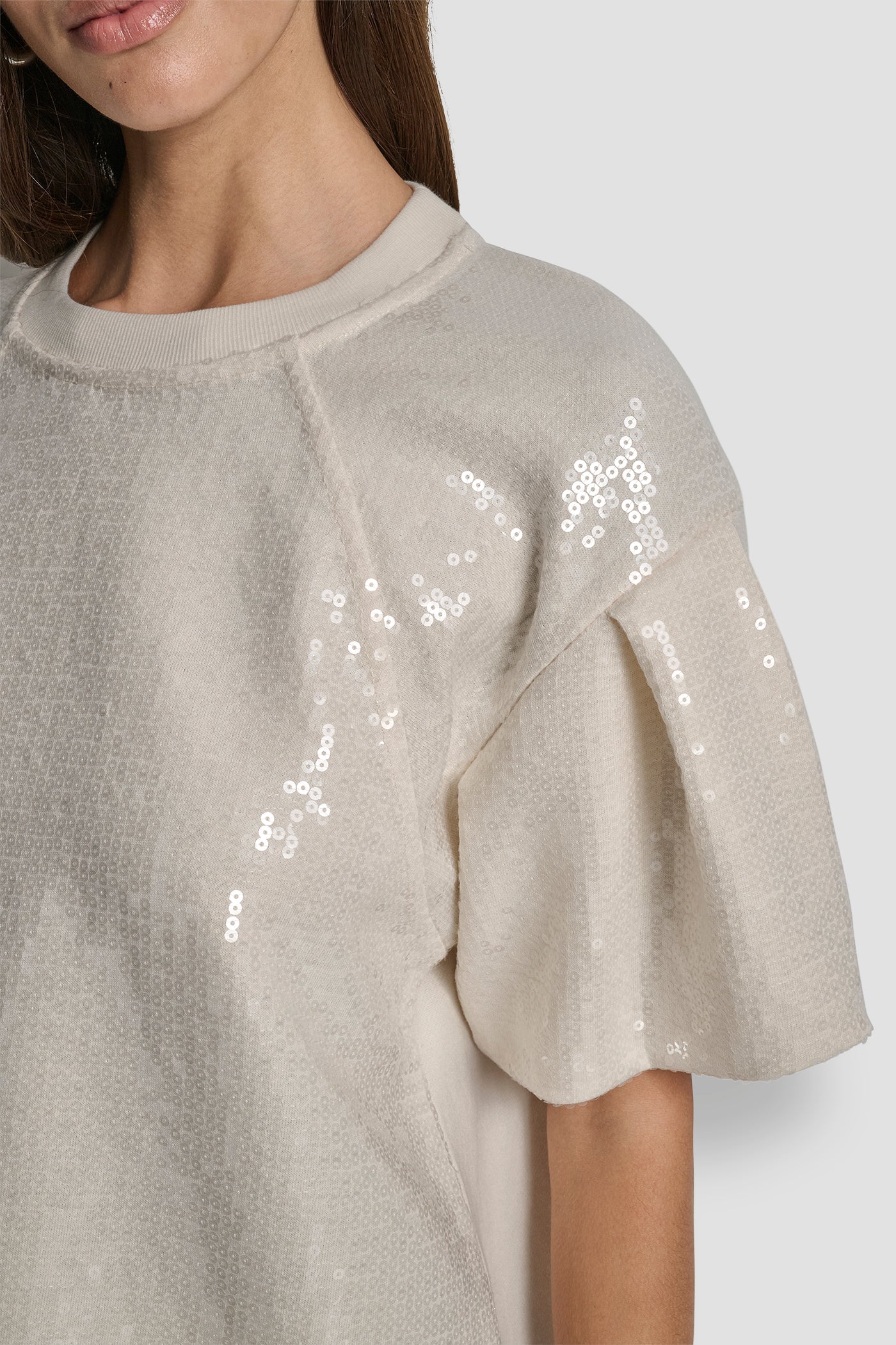 SEQUIN PUFF SLEEVE SWEATER