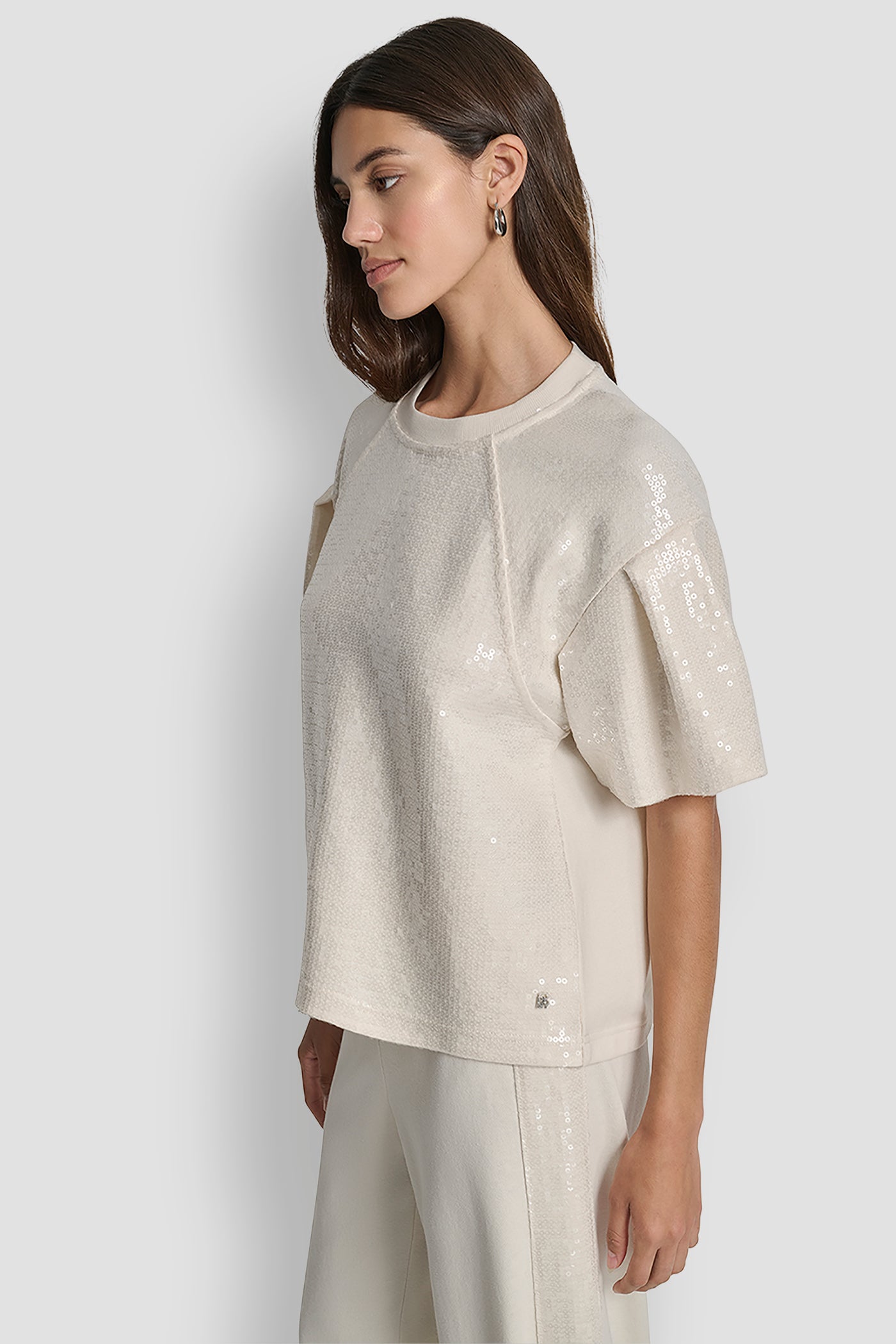 SEQUIN PUFF SLEEVE SWEATER