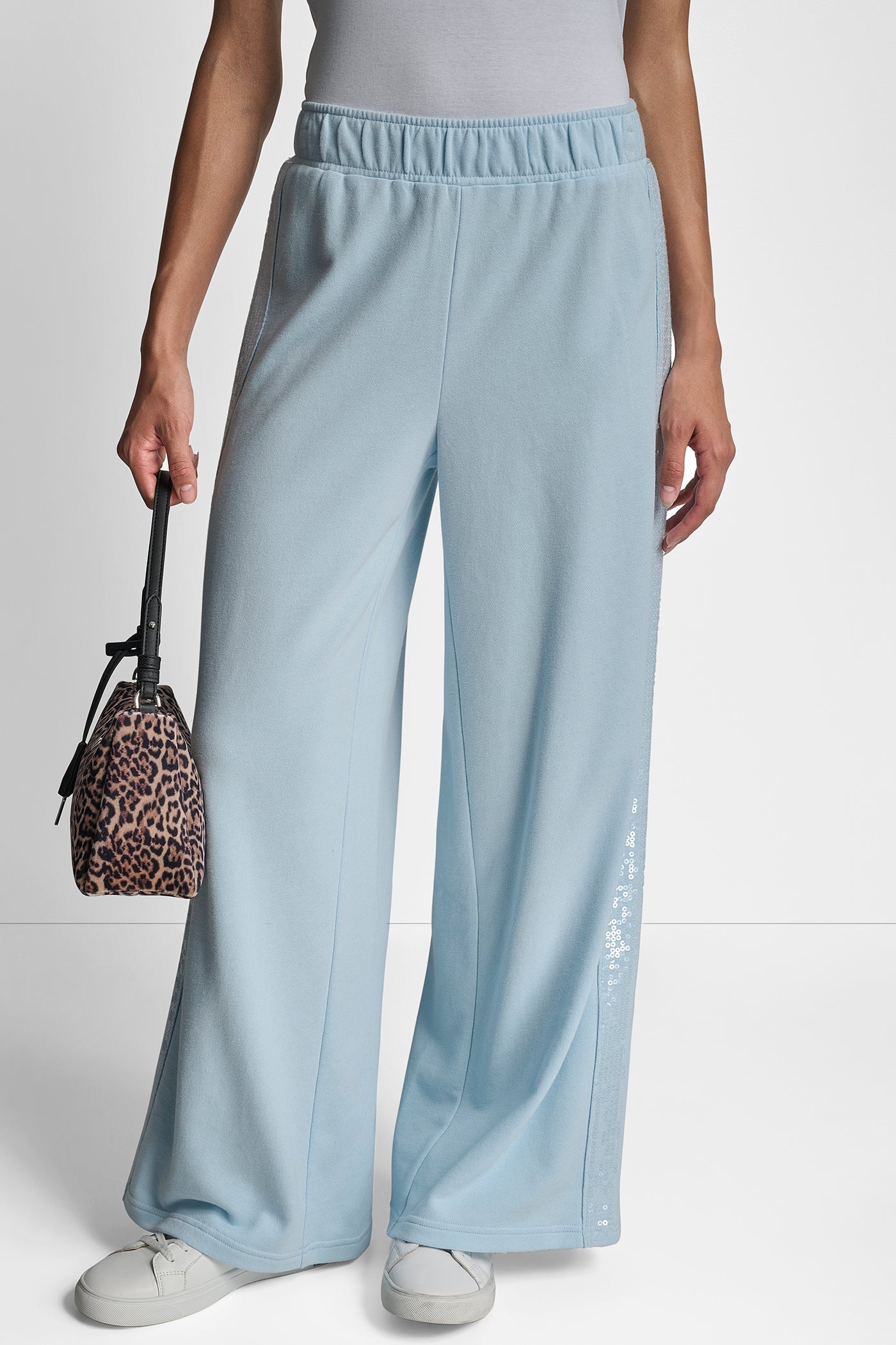 SEQUIN STRIPE WIDE LEG PANT