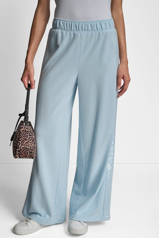 SEQUIN STRIPE WIDE LEG PANT