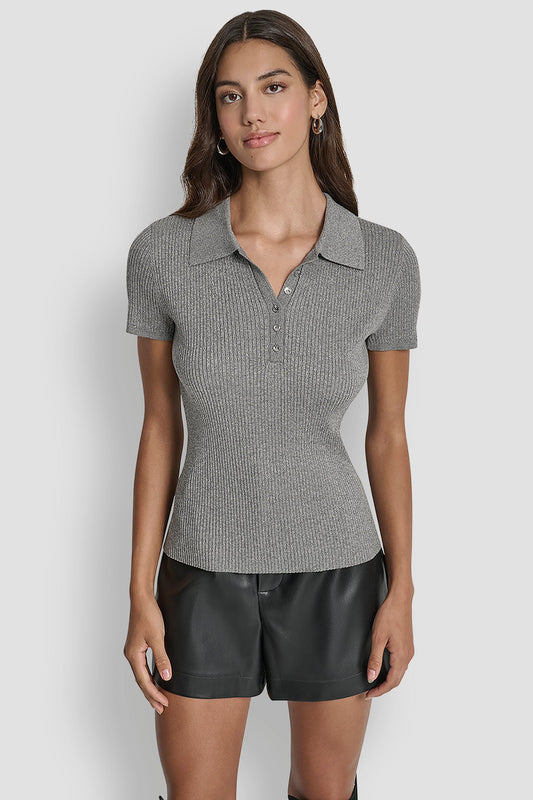 POLO RIB SWEATER WITH LUREX