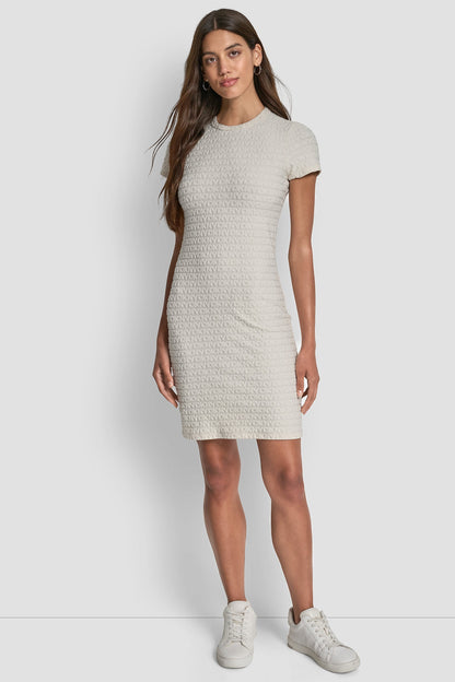 LOGO JACQUARD CREW NECK DRESS