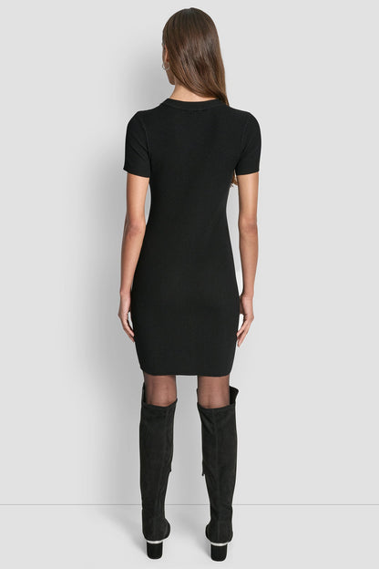 SHORT SLEEVE DRESS WITH EMBELISHMENTS
