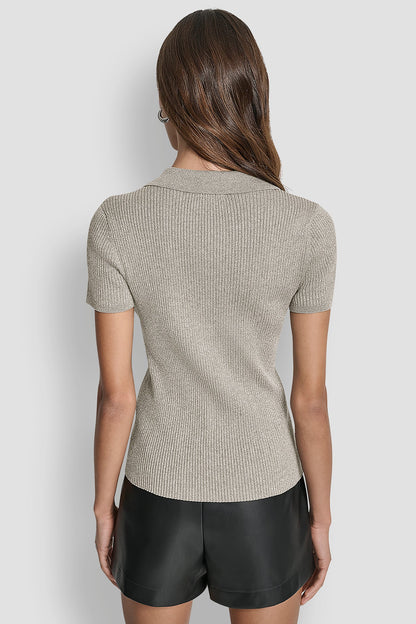 POLO RIB SWEATER WITH LUREX