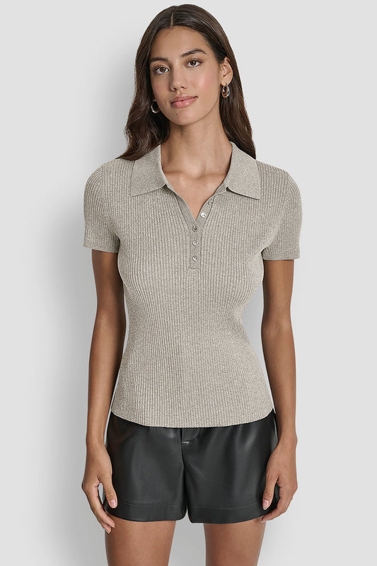 POLO RIB SWEATER WITH LUREX