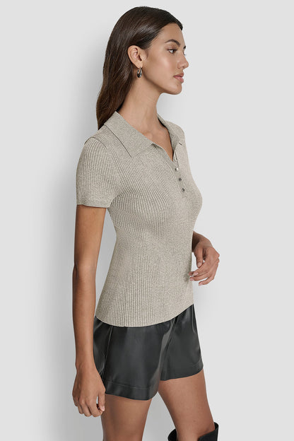 POLO RIB SWEATER WITH LUREX