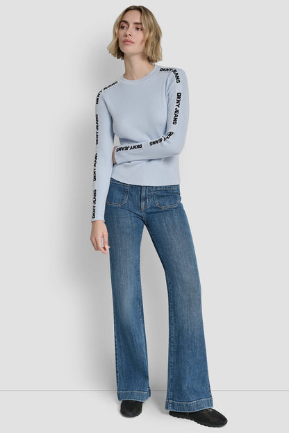 LONG SLEEVE LOGO TRIM SWEATER