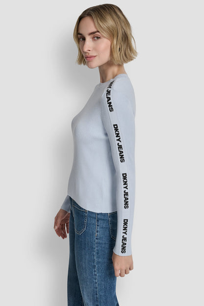 LONG SLEEVE LOGO TRIM SWEATER
