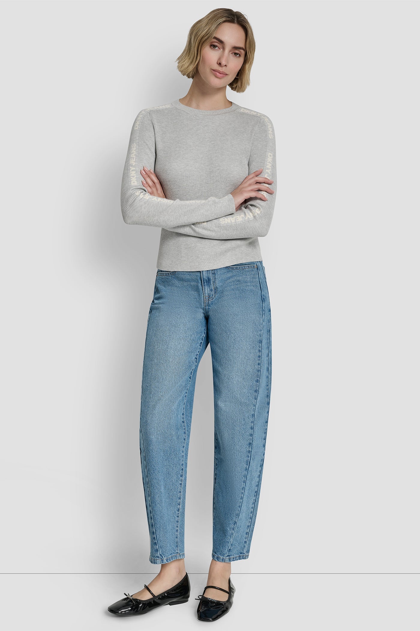 LONG SLEEVE LOGO TRIM SWEATER