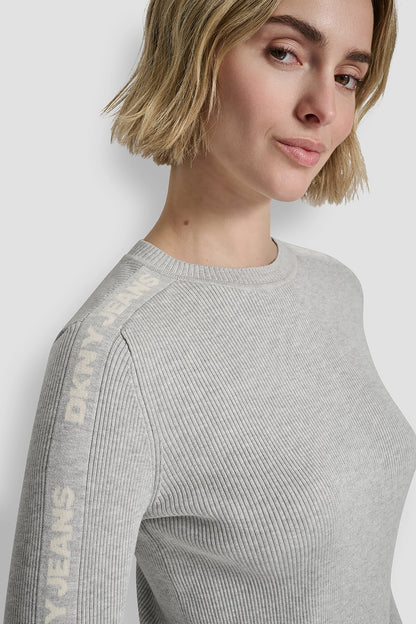 LONG SLEEVE LOGO TRIM SWEATER