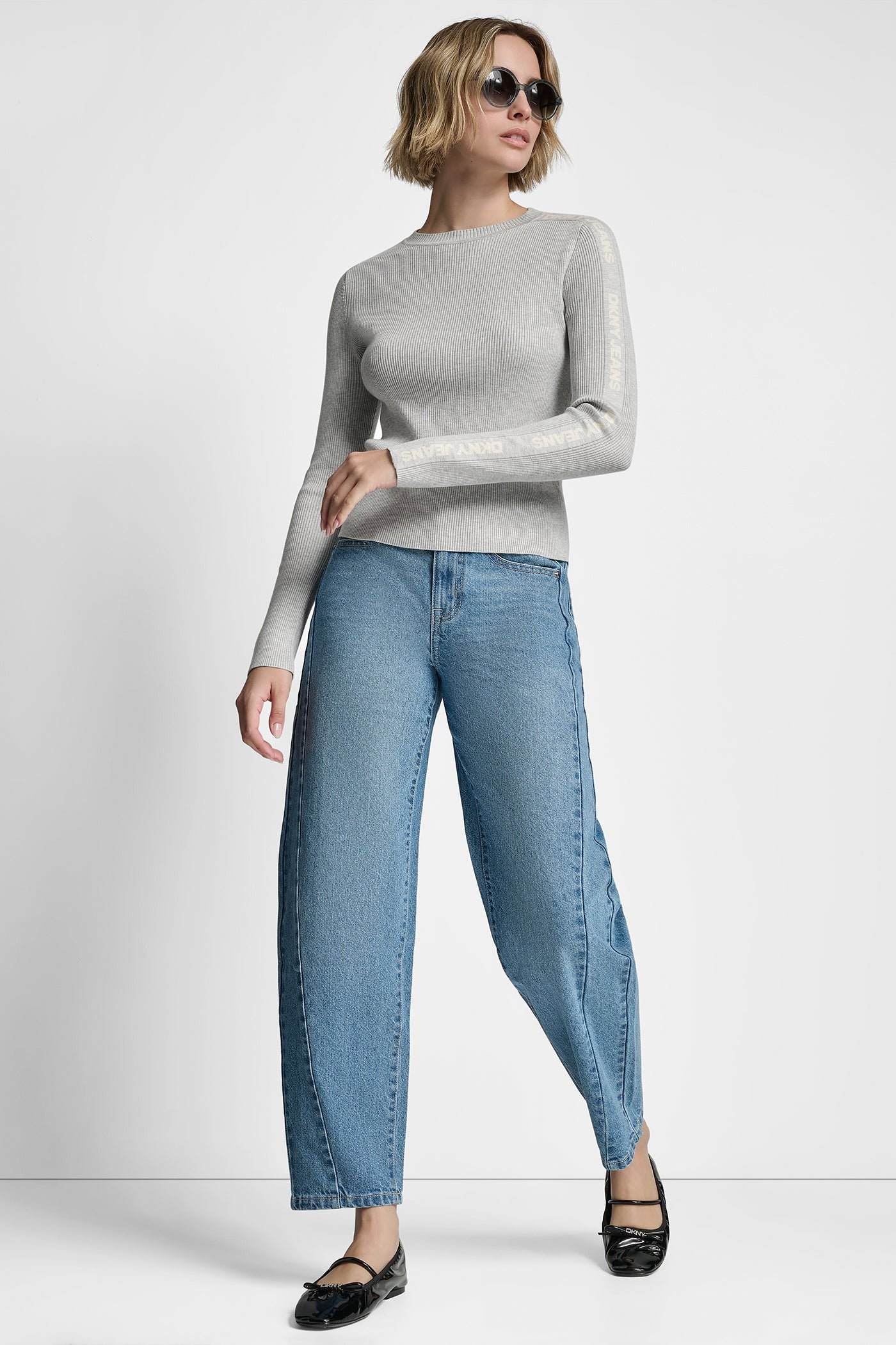 LONG SLEEVE LOGO TRIM SWEATER