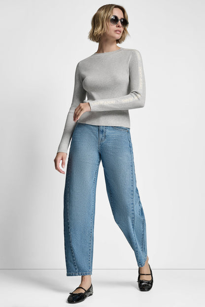 LONG SLEEVE LOGO TRIM SWEATER