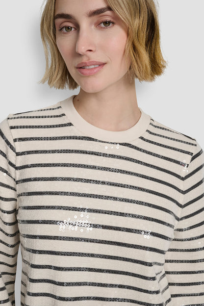 SEQUIN PLEATED SWEATSHIRT DRESS