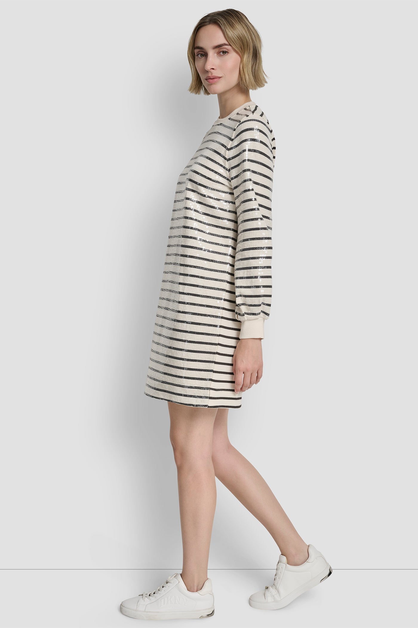 SEQUIN PLEATED SWEATSHIRT DRESS