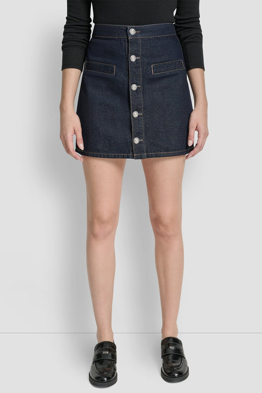 HIGH-RISE BUTTON FRONT MINI SKIRT