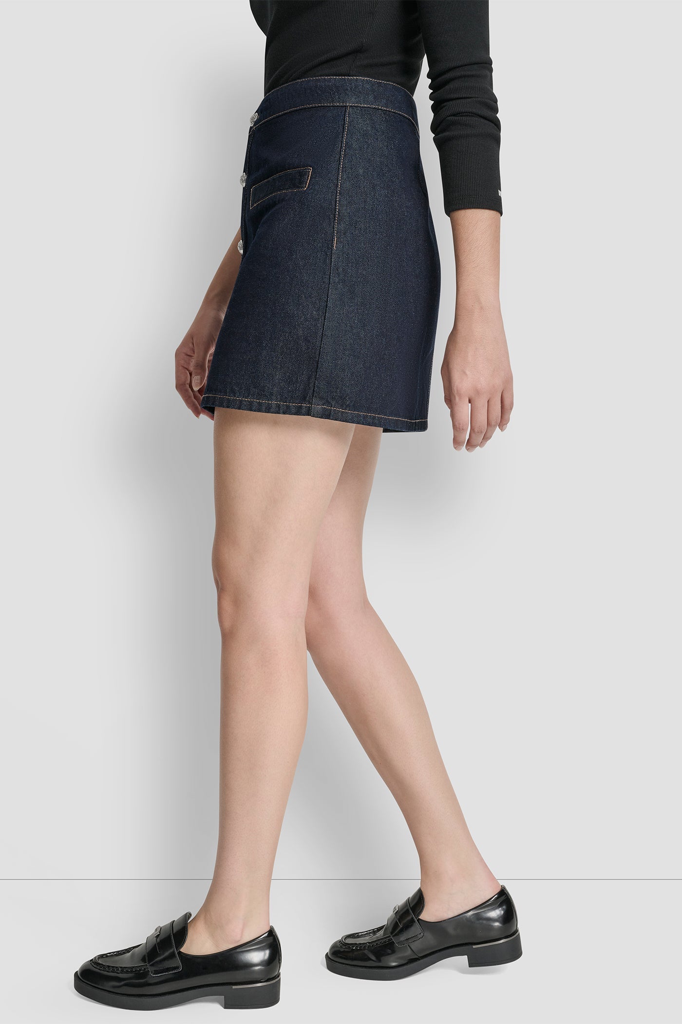 HIGH-RISE BUTTON FRONT MINI SKIRT