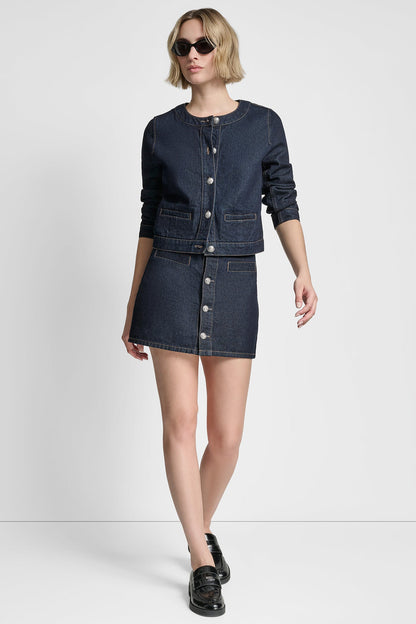 HIGH-RISE BUTTON FRONT MINI SKIRT
