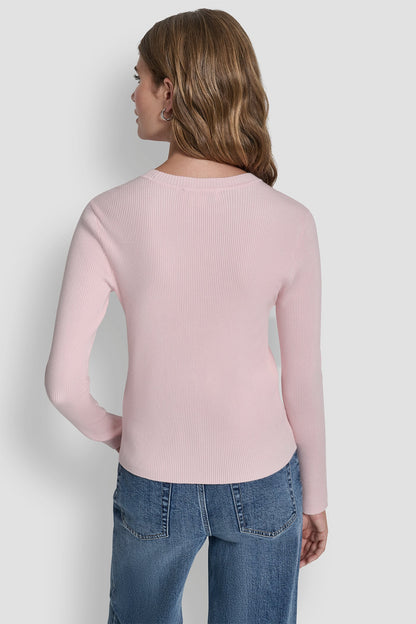 LONG SLEEVE LOGO TRIM SWEATER