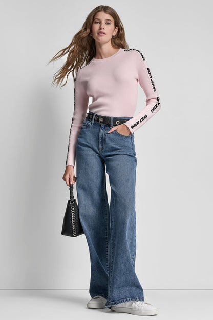 LONG SLEEVE LOGO TRIM SWEATER